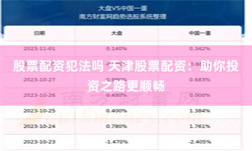 股票配资犯法吗 天津股票配资：助你投资之路更顺畅
